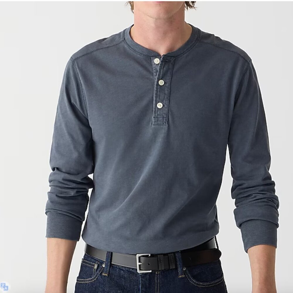 J.Crew‎ Slub Cotton Henley Shirt Garment-Dyed - Evening Storm, Size S